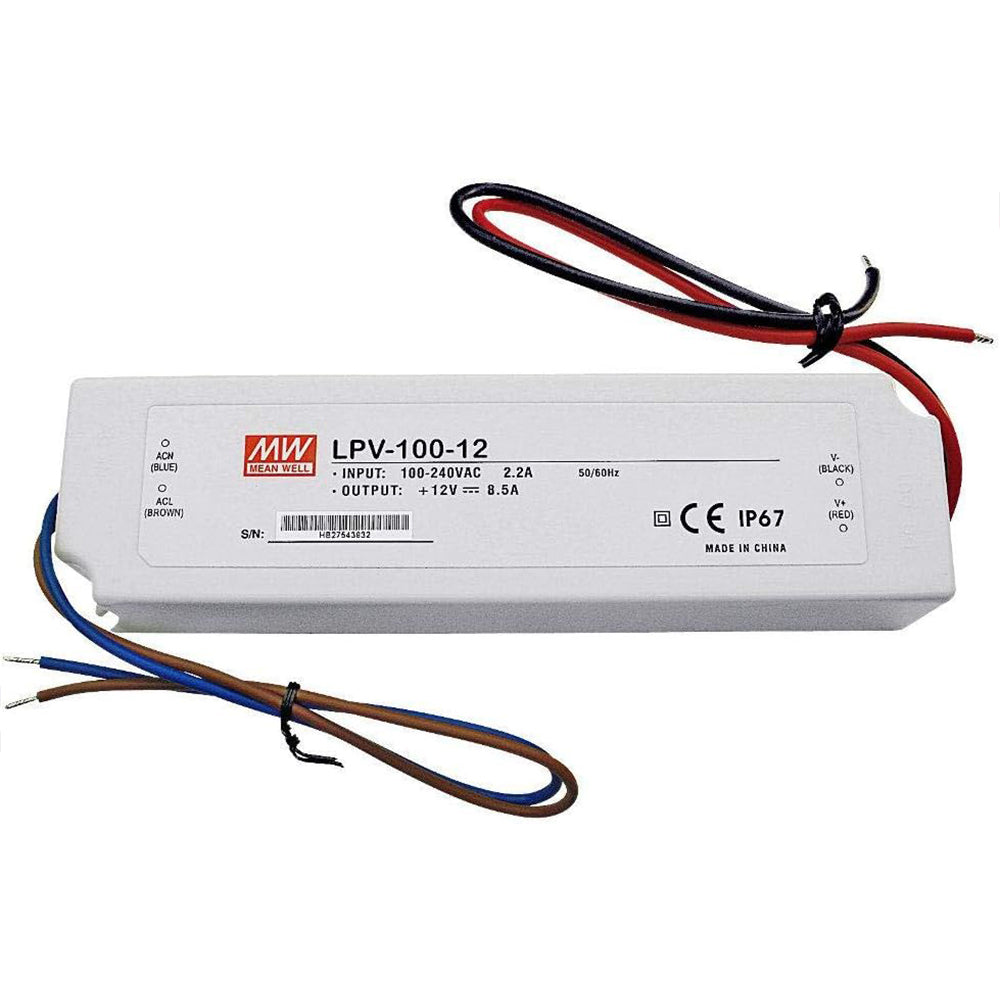 LED Power Supply | 100 Watt | 12 Volt DC | IP67 | Mean Well LPV-100-12 | UL Listed