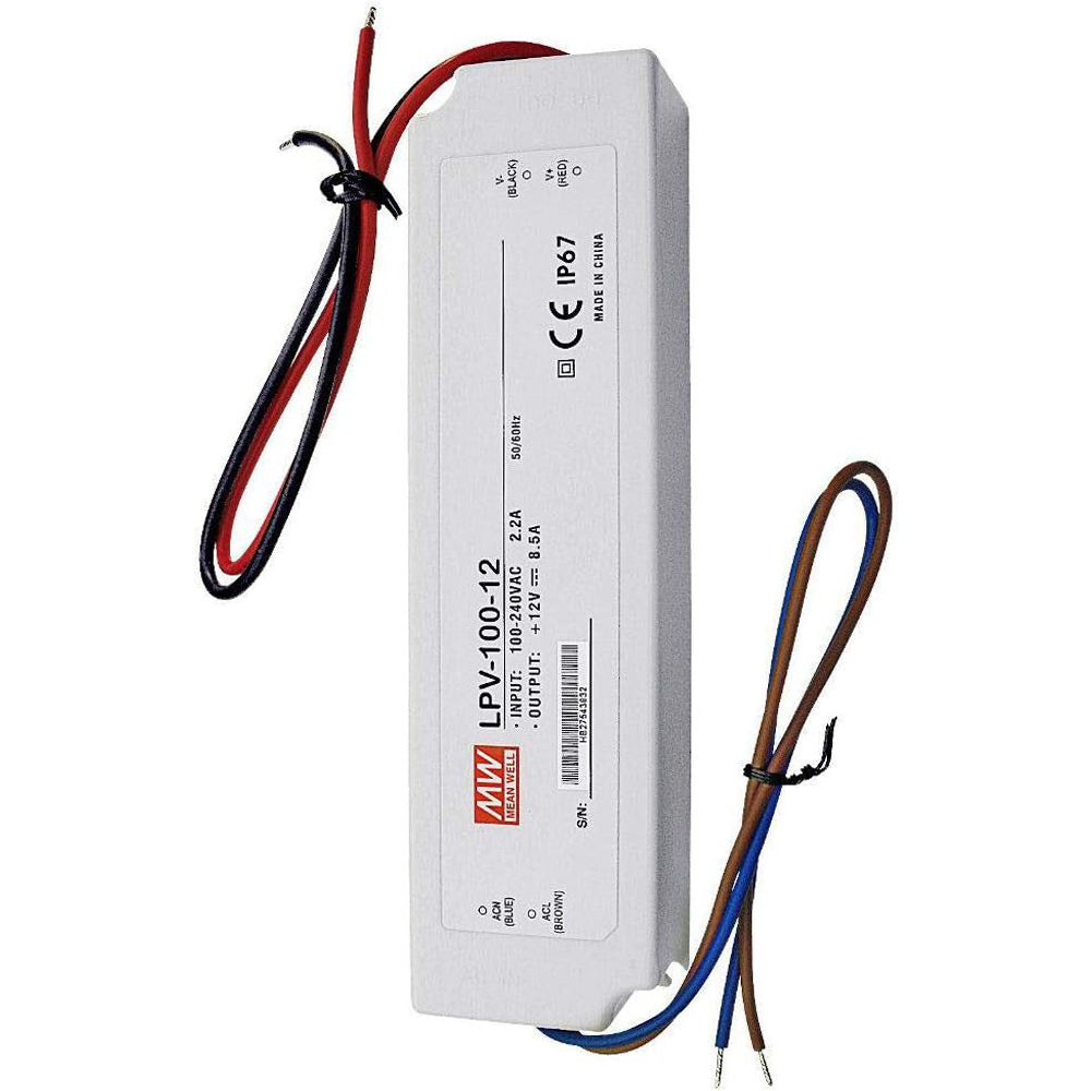 LED Power Supply | 100 Watt | 12 Volt DC | IP67 | Mean Well LPV-100-12 | UL Listed