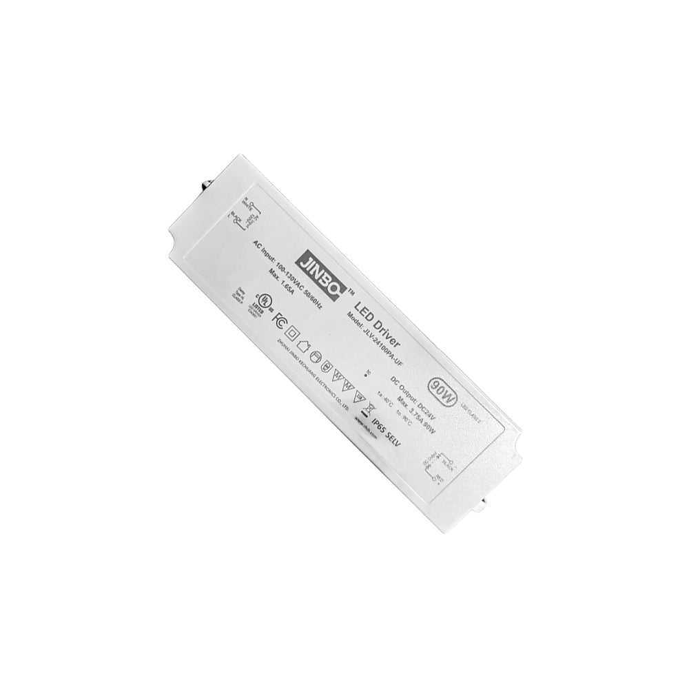 JINBO | LED Power Supply | 90 Watt | 24 Volt DC | IP65 | JLV-24060PA-U3 | 100V-130Vac | UL Listed