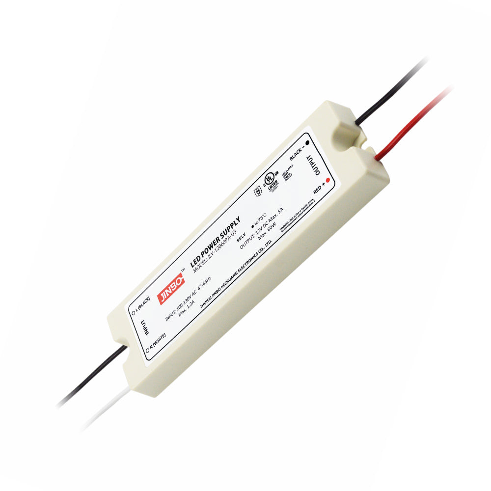 JINBO | LED Power Supply | 60 Watt | 12 Volt DC | IP65 | JLV-12060PA-U3 | UL Listed