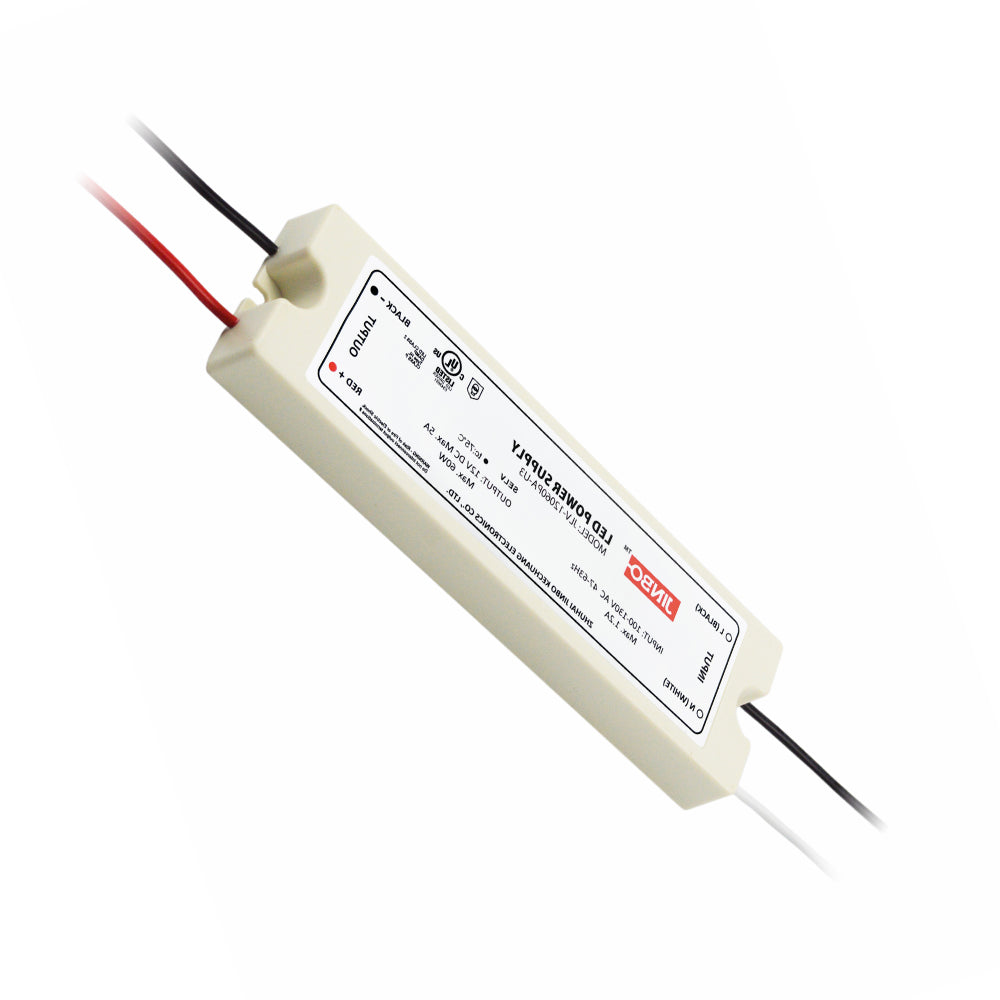 JINBO | LED Power Supply | 60 Watt | 12 Volt DC | IP65 | JLV-12060PA-U3 | UL Listed