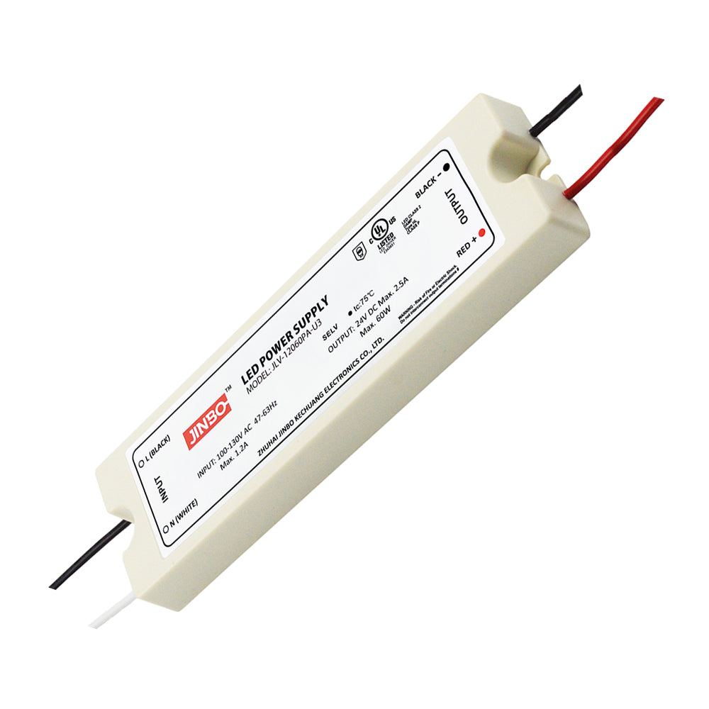 JINBO | LED Power Supply | 60 Watt | 24 Volt DC | IP65 | JLV-24060PA-U3 | UL Listed