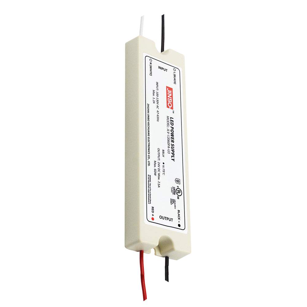 JINBO | LED Power Supply | 60 Watt | 24 Volt DC | IP65 | JLV-24060PA-U3 | UL Listed