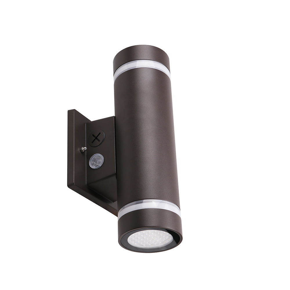 NOME | LED Up & Down Wall Sconce | Adj Watt 10W/20W/30W | 3150 Lumens | Adj CCT 3000K/ 4000K/ 5000K | 120-277V | Built-In-Photocell | Bronze Housing | IP65 | UL & DLC Listed