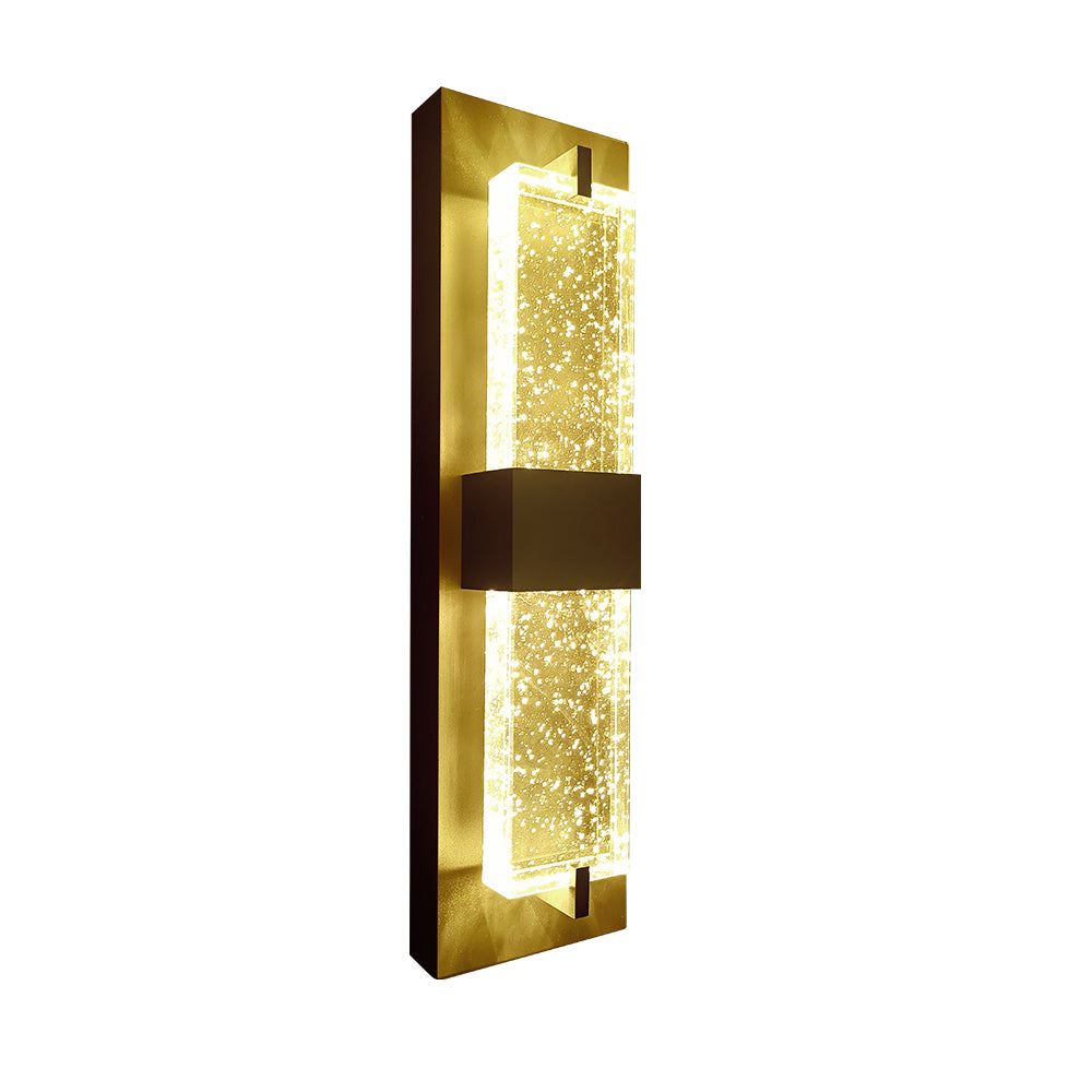 LIRA | LED Crystal Wall Sconce | 20 Watt | 800 Lumens | Adj CCT 2700K-3000K-3500K-4000K-5000K | 120V | 16 inch | Aluminum, Metal & Crystal Glass | IP65 | ETL Listed