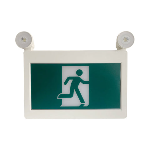 H3 | LED Running Man Combo Safety Exit Sign | 4W | 6000-7000K | Green | 120-347V | 3.6V 1000mAh Ni-Cd Battery | Single & Double Face | UL Listed | Pack of 2 - Beyond LED Technology