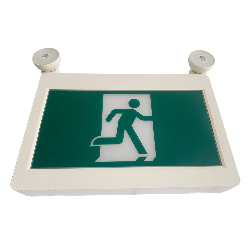 H3 | LED Running Man Combo Safety Exit Sign | 4W | 6000-7000K | Green | 120-347V | 3.6V 1000mAh Ni-Cd Battery | Single & Double Face | UL Listed | Pack of 2 - Beyond LED Technology