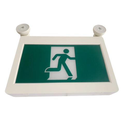 H3 | LED Running Man Combo Safety Exit Sign | 4W | 6000-7000K | Green | 120-347V | 3.6V 1000mAh Ni-Cd Battery | Single & Double Face | UL Listed | Pack of 2 - Beyond LED Technology