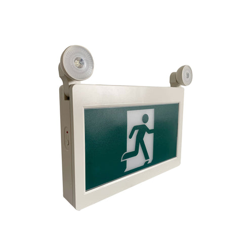 H3 | LED Running Man Combo Safety Exit Sign | 4W | 6000-7000K | Green | 120-347V | 3.6V 1000mAh Ni-Cd Battery | Single & Double Face | UL Listed | Pack of 2 - Beyond LED Technology