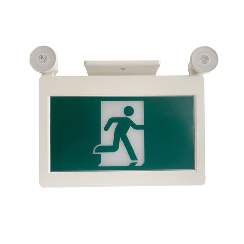 H3 | LED Running Man Combo Safety Exit Sign | 4W | 6000-7000K | Green | 120-347V | 3.6V 1000mAh Ni-Cd Battery | Single & Double Face | UL Listed | Pack of 2 - Beyond LED Technology