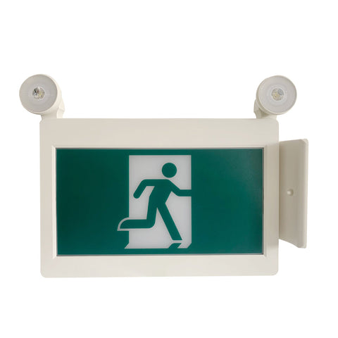 H3 | LED Running Man Combo Safety Exit Sign | 4W | 6000-7000K | Green | 120-347V | 3.6V 1000mAh Ni-Cd Battery | Single & Double Face | UL Listed | Pack of 2 - Beyond LED Technology