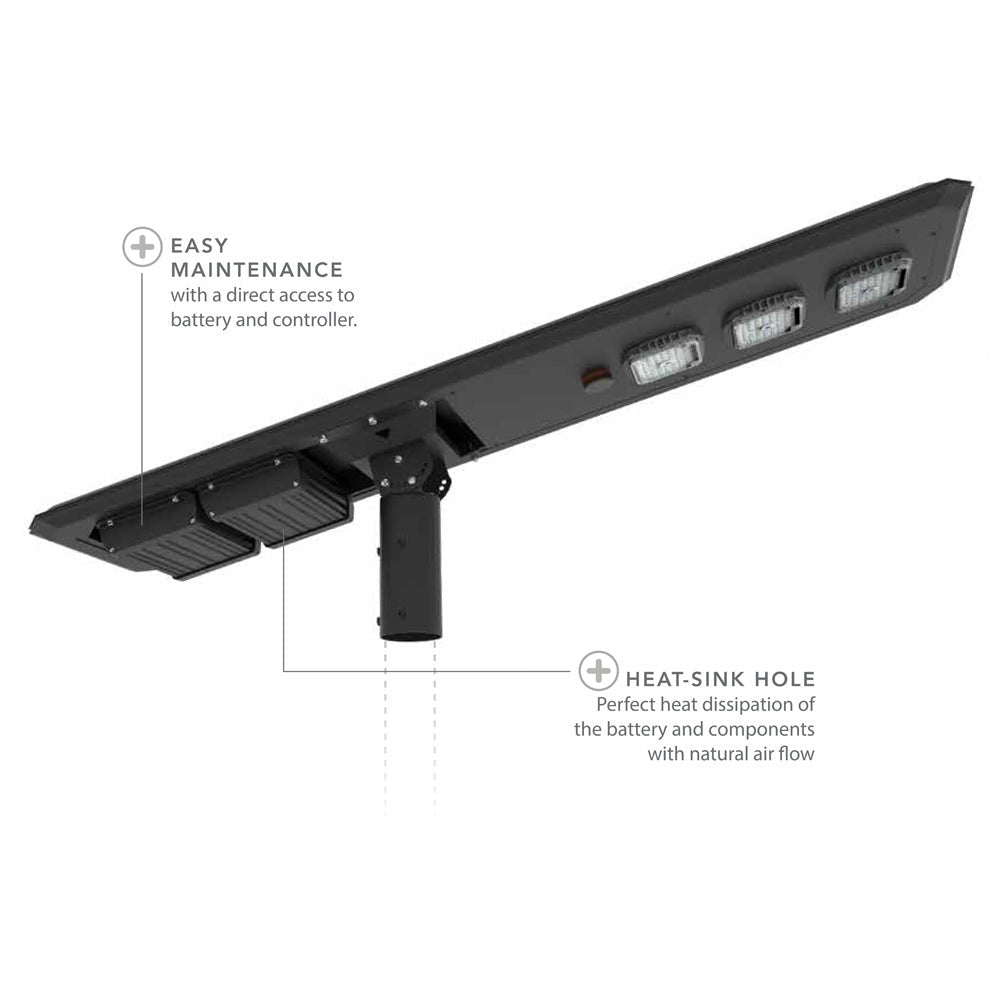 POLLUX | Solar LED Street Light | 120 Watt | 16800 Lumens | 5000K | Parking Lot Light | Solar All in One Pro Street Light | 5 Years Warranty - Beyond LED Technology