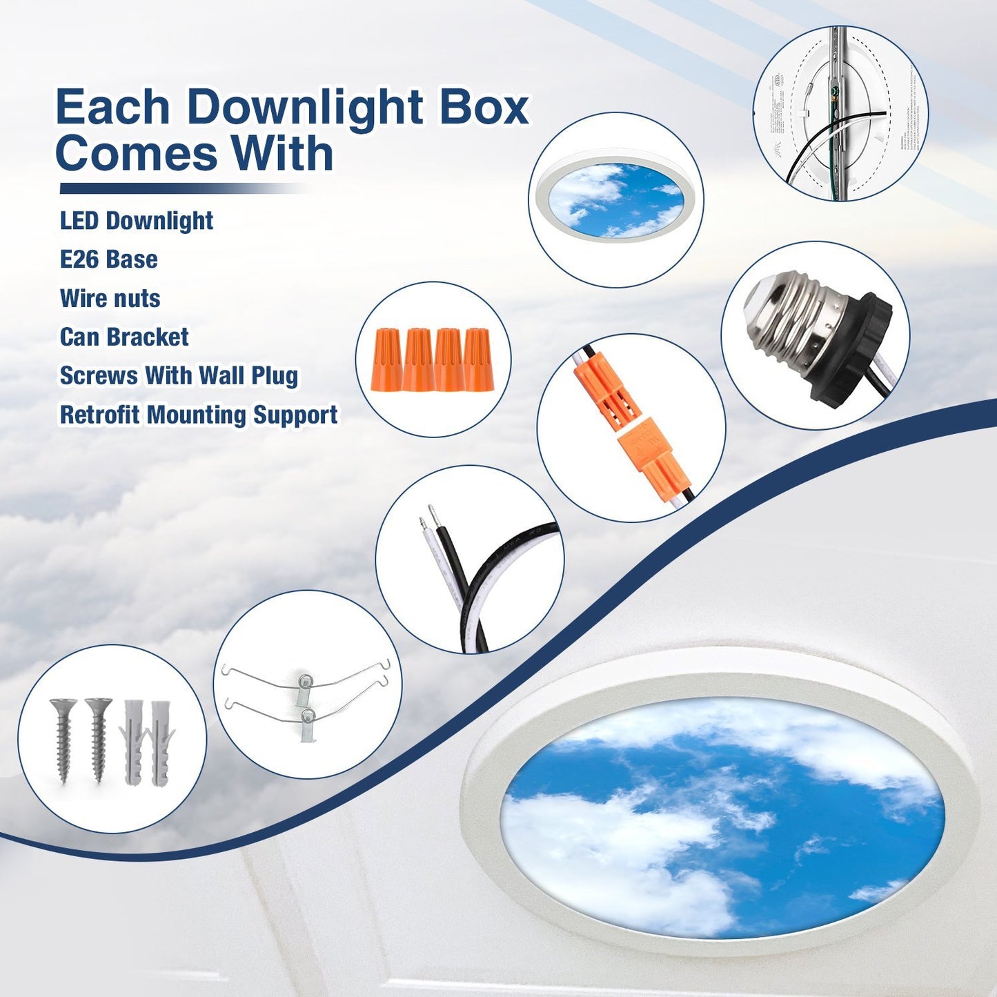 THE SKY DOWNLIGHT | 12 Inch Round | Pack of 4