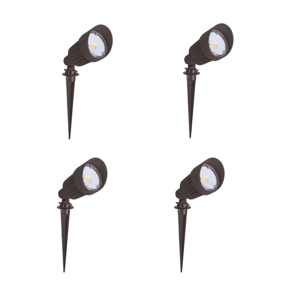 BOISE | LED Landscaping Light | 10 Watt | 800 Lumens | 3000K |12VAC/DC | Ground Stake Mount | Bronze Housing | IP65 | ETL Listed | Pack of 4