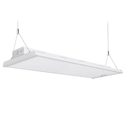 VISION | LED Flat Linear High Bay | Adj Watt 175W-195W-225W | 33750 Lumens | Adj CCT 4000K-5000K | 120-277Vac | 4FT | Frosted Lens | White Housing | UL & DLC Listed