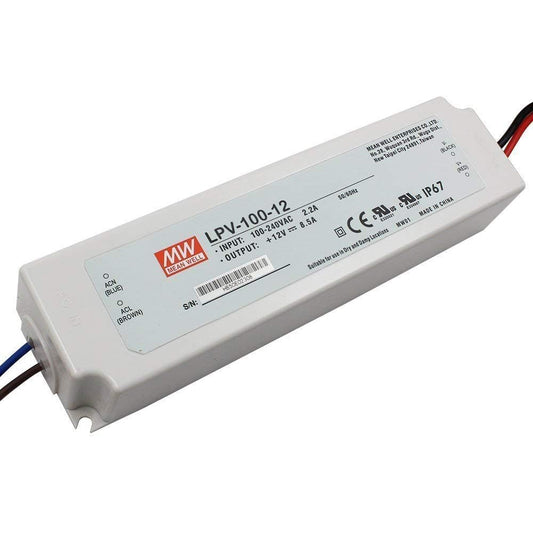 LED Power Supply | 100 Watt | 12 Volt DC | IP67 |  Mean Well LPV-100-12 | UL Listed