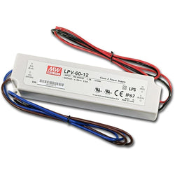 LED Power Supply | 60 Watt | 12 Volt DC | IP67 | Mean Well LPV-60-12 | UL Listed