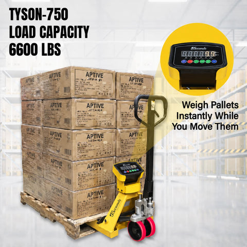 Tyson 750 Pallet Jack, Built-in Digital Scale, PU Wheels | 6600 Lbs
