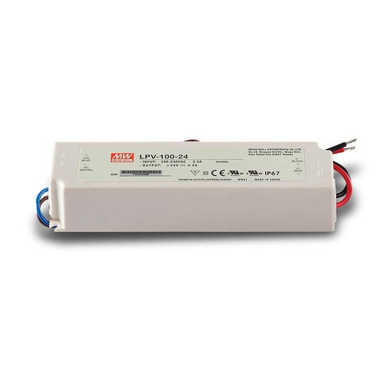 LED Power Supply | 100 Watt | 24 Volt DC | IP67 | Mean Well LPV-100-24 | UL Listed