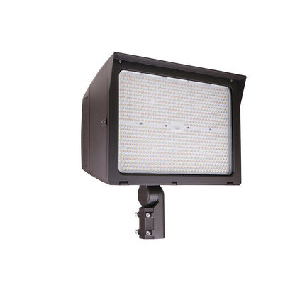 UNION | LED Flood Light | Adj Watt 300W/400W/500W | 72500 Lumens | Adj CCT 3000K/4000K/5000K | 120-277Vac | Slip Fitter / Yoke Mount / U-Bracket Included | Bronze Housing | IP65 | UL & DLC Listed