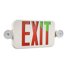 H5 | LED Exit & Safety Sign | 2W | Switchable Color Lens | Red & Green | CCT Adj 6000K-7000K | 120-277Vac | 3.6V 1000MAH Battery | UL Listed | Pack of 2