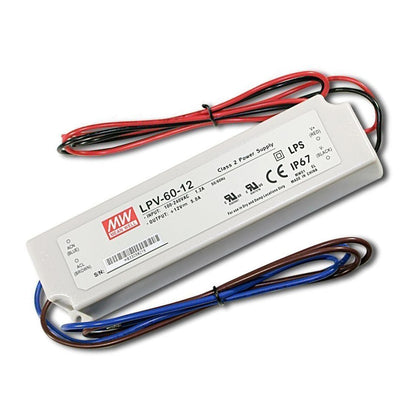 LED Power Supply | 60 Watt | 12 Volt DC | IP67 | Mean Well LPV-60-12 | UL Listed