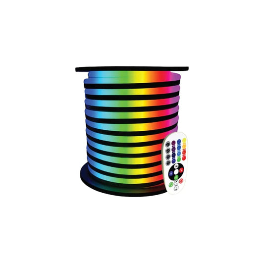 NE9 | LED Neon Rope Light | 164 Watt | RGB | 120V | 50 Feet | Includes Clips, Connectors & AC Powered KIT | IP67 | ETL Listed