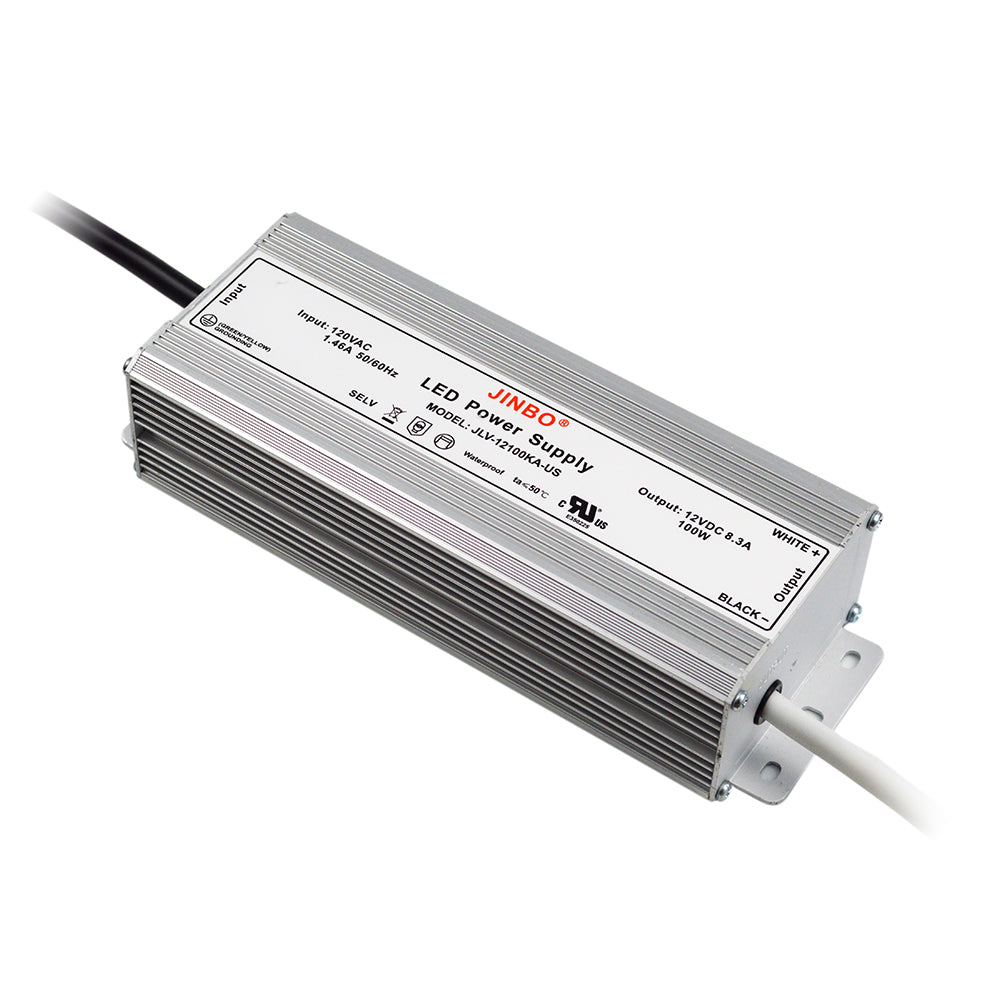 JINBO | LED Power Supply | 100 Watt | 12 Volt DC | IP67 | JLV-12100KA-US | UL Listed