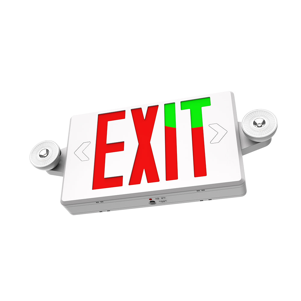 H6 | LED Dual Head Exit & Safety Sign | 2 x 2 Watt | Switchable Color Lens | Red & Green | 5000K | 120-277Vac | 3.6V 1000mAH Battery | UL Listed