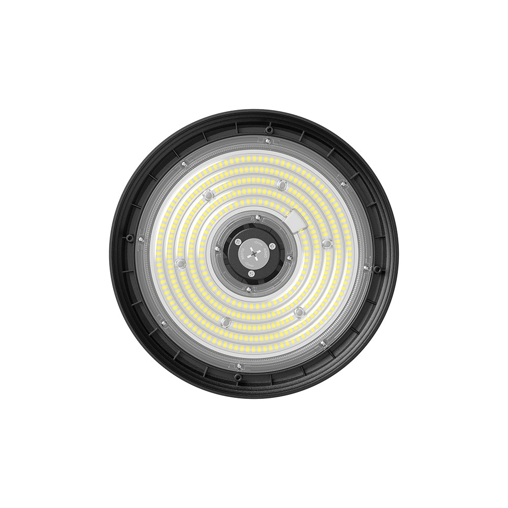 TAHOE | LED UFO High Bay | Adj Watt 100W/125W/150W | 24750 Lumens | Adj CCT 4000K/5000K/5700K | 120-277Vac | Black Housing | IP65 | UL & DLC Listed