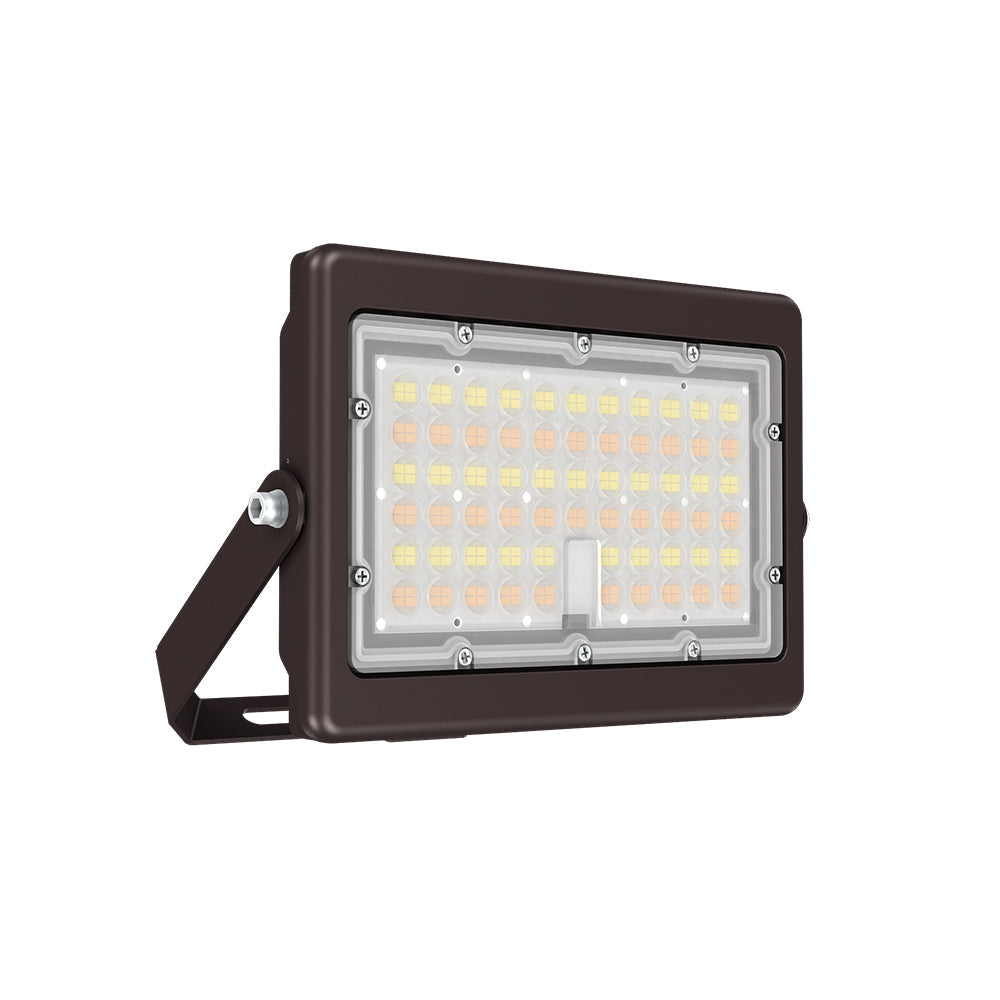 ATLAS 2nd Gen | LED Flood Light | 50 Watt | 6800 Lumens | Adjustable CCT 3000K-4000K-5000K | 120-277V | U Shaped Bracket | Bronze Housing | IP65 | UL & DLC Listed