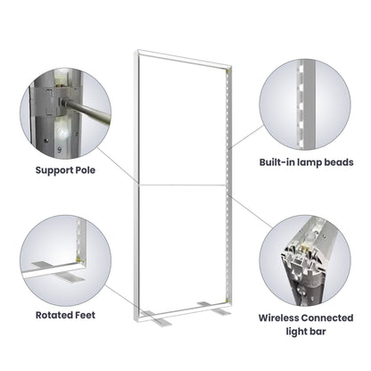 Beyond Light Box | Double-Sided (Graphic Package) | Foldable Magnetic Frame Design | Built-In LEDs | 3.3ft x 7.87ft Display | 3.15 inch Wide | Adapter 1 PC 120W