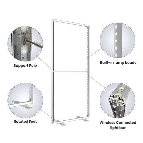Beyond Light Box | Double-Sided (Graphic Package) | Foldable Magnetic Frame Design | Built-In LEDs | 3.3ft x 7.87ft Display | 3.15 inch Wide | Adapter 1 PC 120W