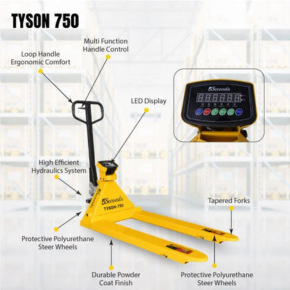 Tyson 750 Pallet Jack, Built-in Digital Scale, PU Wheels | 6600 Lbs