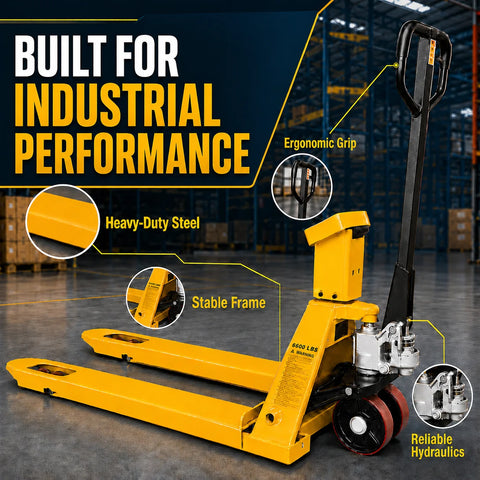 Tyson 850 Pallet Jack, Built-in Digital Scale & Printer, PU Wheels | 6600 Lbs