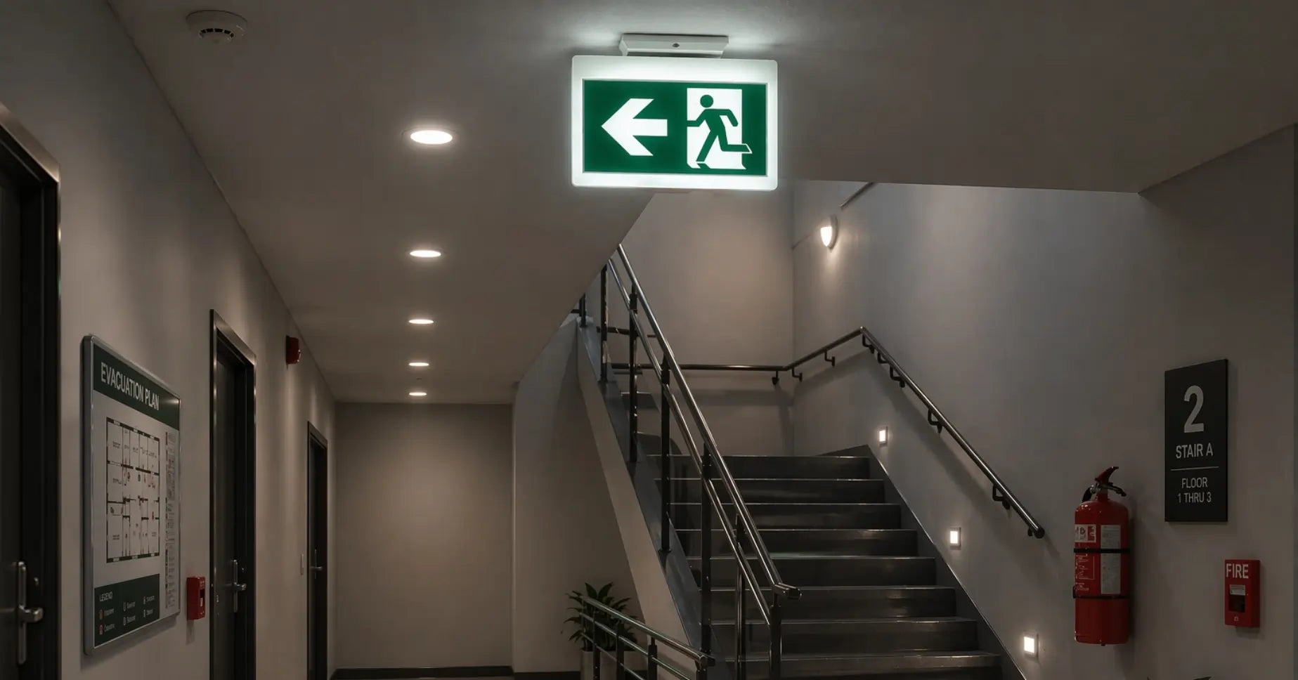 LED emergency lighting for commercial buildings