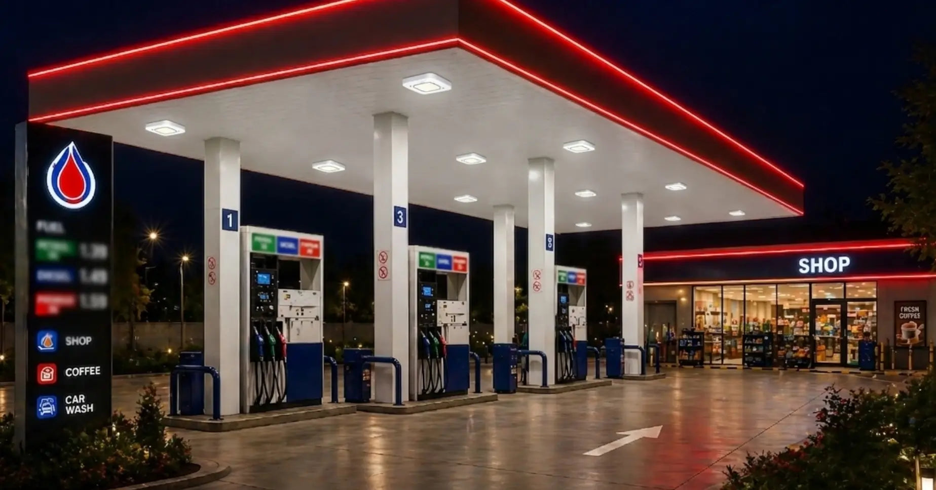 LED gas station canopy lighting solutions
