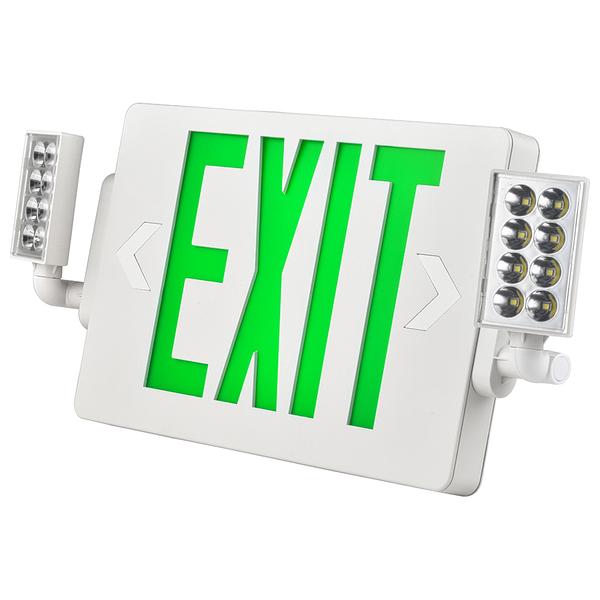 H3 | LED Combo Safety Exit Sign | 1.3W | Green | 120-277V | 3.6V Ni-MH Battery | Single & Double Face | UL Listed | Pack of 2 - Beyond LED Technology