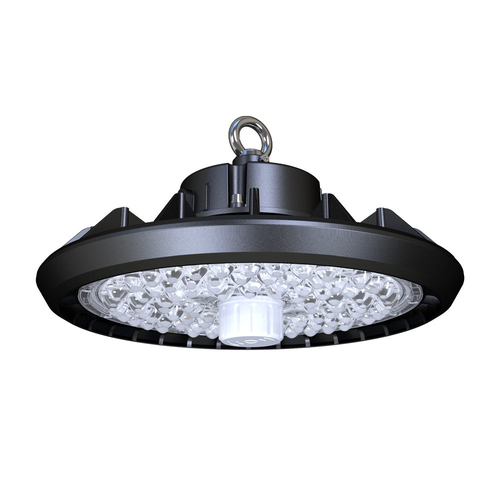 ARCADIA | LED UFO Fixture | 150 Watt | 25500 Lumens | 5000K | 100V-277V | Bubble | Black Housing | IP65 | UL & DLC Listed