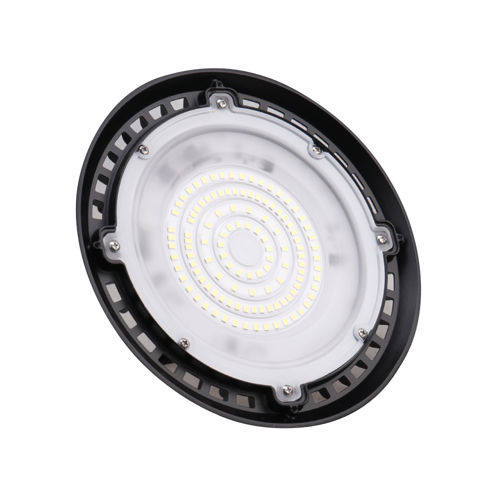 FEATHER | LED Round High Bay | 80 Watt | 8800-9200 Lumens | 5000K | 120V | DOB | Black Housing | IP65 | UL Listed - Beyond LED Technology