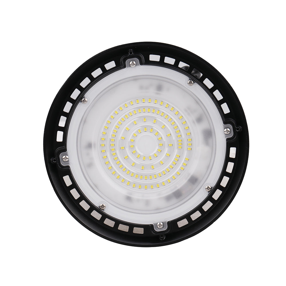 FEATHER | LED Round High Bay | 80 Watt | 8800-9200 Lumens | 5000K | 120V | DOB | Black Housing | IP65 | UL Listed - Beyond LED Technology