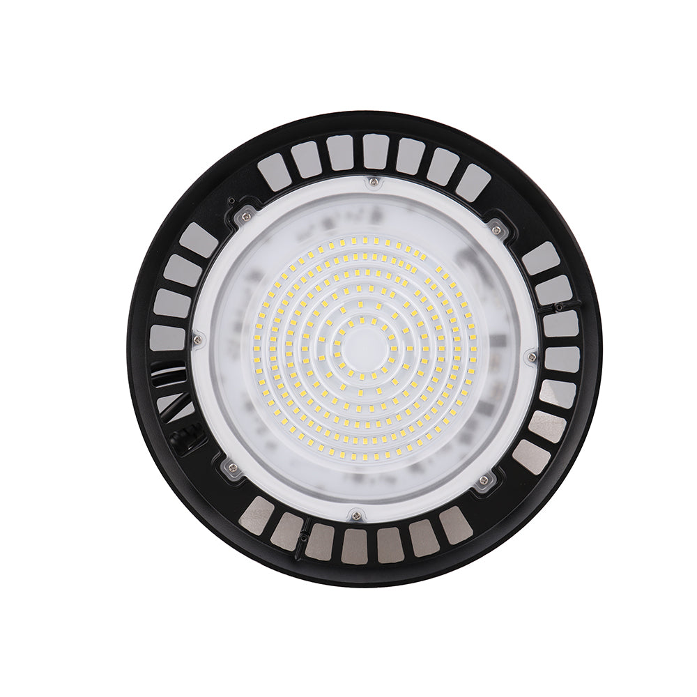 FEATHER | LED Round High Bay | 150 Watt | 16500-17250 Lumens | 5000K | 120V | DOB | Black Housing | IP65 | UL Listed - Beyond LED Technology