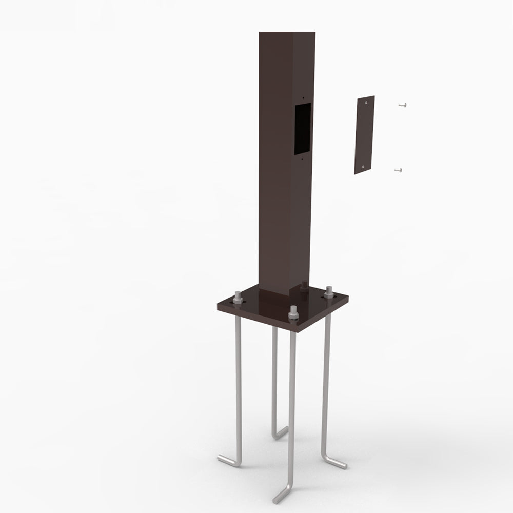 M45 | Square Steel Pole | 4"X4" | 20ft | Bronze Housing | W/Base plate & J Bolt - Beyond LED Technology