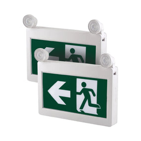 H3 | LED Running Man Combo Safety Exit Sign | 4W | 6000-7000K | Green | 120-347V | 3.6V 1000mAh Ni-Cd Battery | Single & Double Face | UL Listed | Pack of 2 - Beyond LED Technology